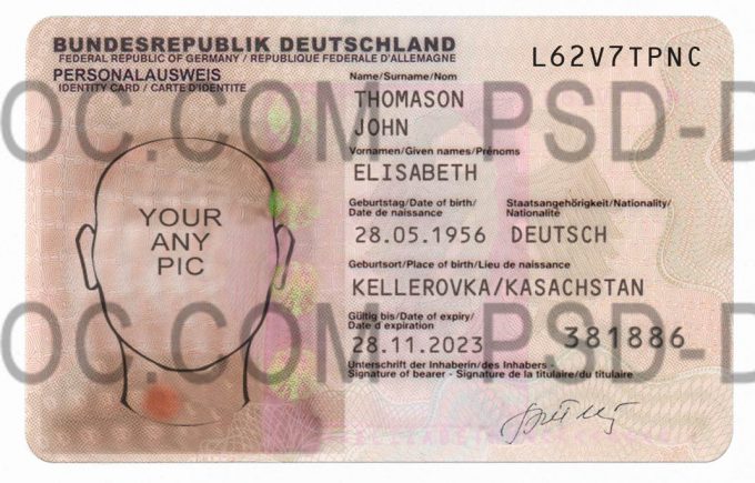 Germany Id Card Front Back
