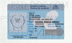 Canada Ontario Driver License Front Back
