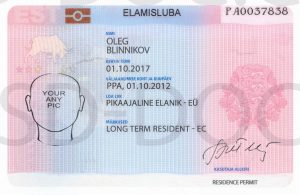 Residence Permit Estonia Front Side