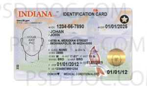 Usa Indiana Driver License Front Back