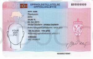 Residence Permit Norway Front Side