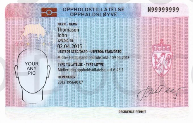 NO card residence permit front2