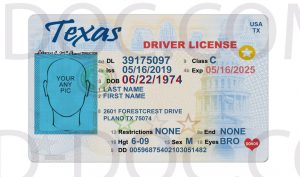 Usa Texas Driver License Front Back Sides