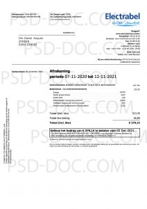 Utility Bill Belgium Electrabel Electricity