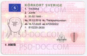 Sweden Driver License Frontback Psd