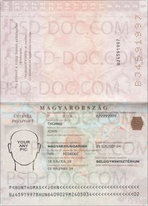 Hungarian Passport 2012 Psd