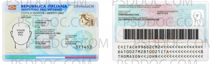 Italy Id Card Psd