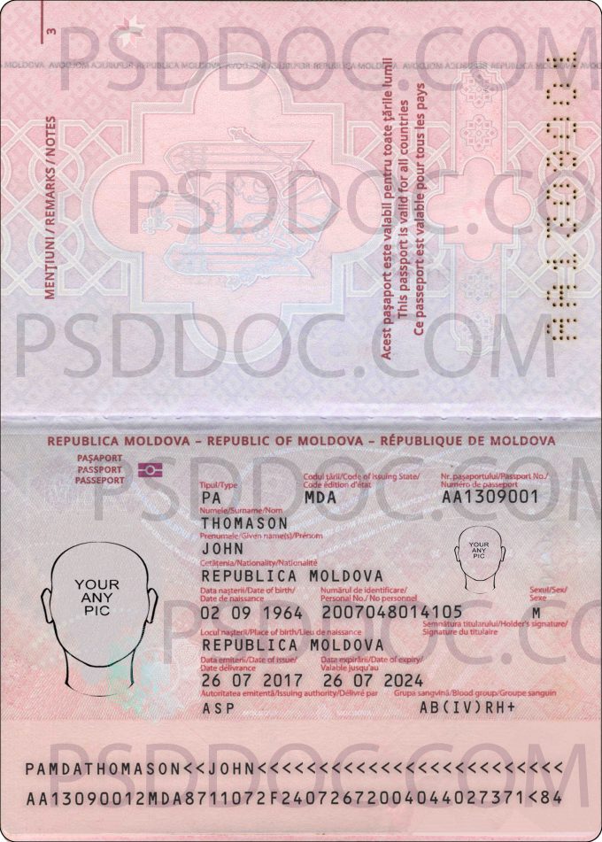 Moldova Passport PSD Passport PSD
