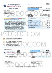 Utility Bill Usa Amerian Water Water