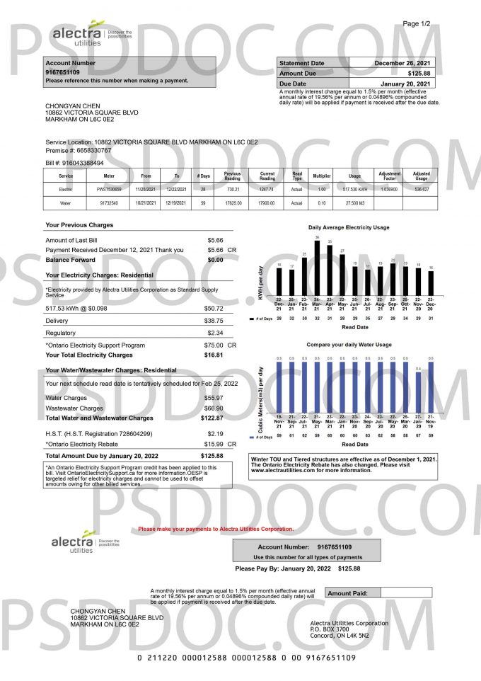 Utility bill PSD
