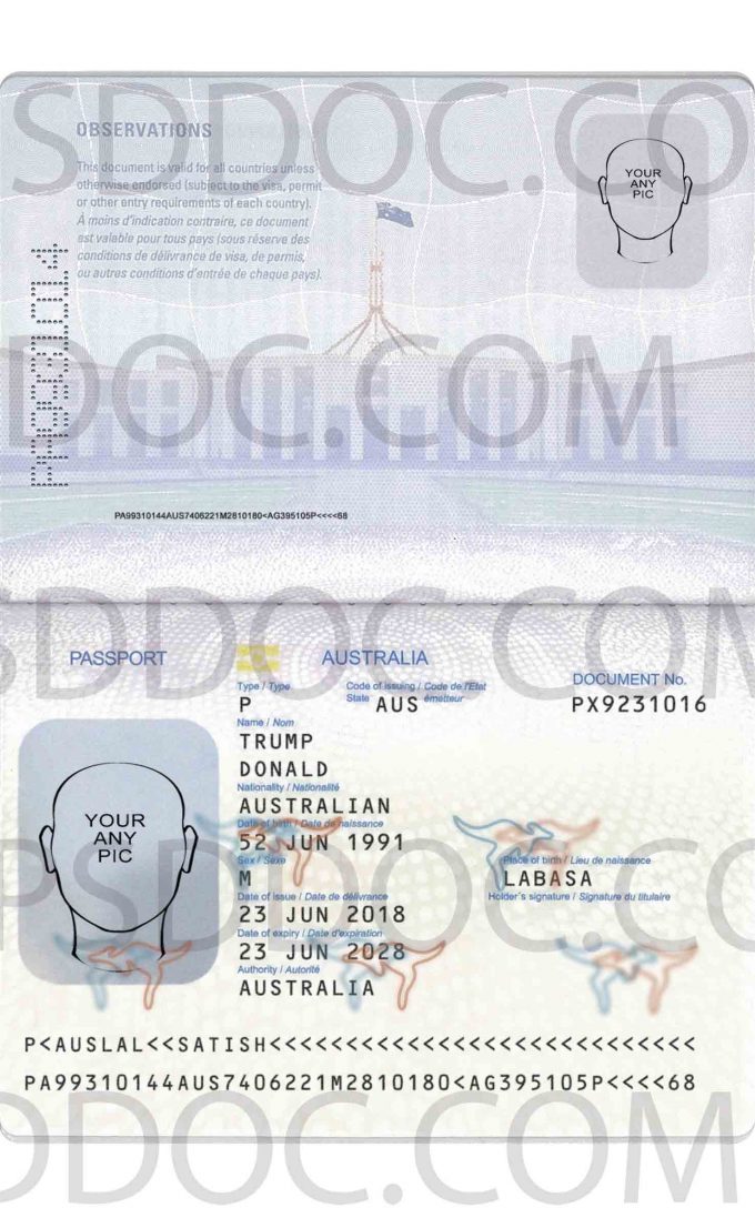 Australia_passport passport psd