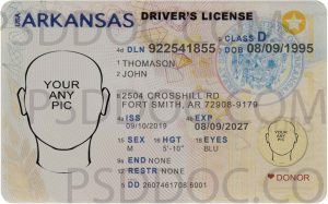 Usa Arkansas Driver License Front Back Sides