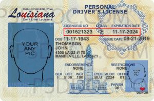 Usa Louisiana Driver License Front Back Sides