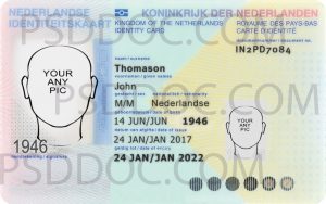 Netherlands Id Card Psd Frontback