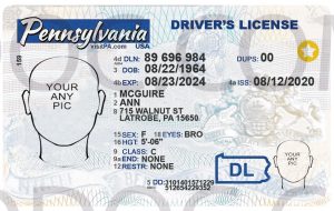 Usa Pensylvania Driver License Front Back Sides